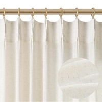 Joywell Linen Pinch Pleated Window Curtains 96 Inches Long Back Tab Clip Rings Light Filtering Drapes With Hooks For Master Bedr