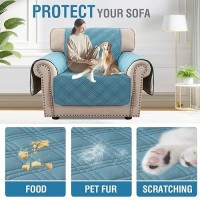 H.Versailtex 100% Waterproof Arm Chair Cover Modern Armchair Slipcover Thick And Soft Chair Protectors Covers For Pets (Chair  Smoke Blue/Beige)