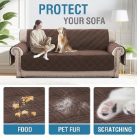 H.Versailtex 100% Waterproof Couch Covers For 3 Cushion Couch Sofa Pet Friendly Modern Sofa Cover With Elastic Straps Thick Soft Furniture Protector (Sofa  Brown/Beige)