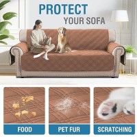 H.Versailtex 100% Waterproof Couch Covers For Dogs Modern Sofa Slipcovers With Elastic Straps Thick Soft Couch Protector From Cat Claws(Sofa  Terracotta/Beige)