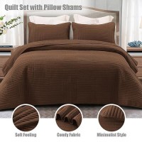 Whale Flotilla Ultra Soft Queen Quilt Bedding Set Lightweight Fall Brown Quilts Bedspreads Full Size Ultrasonic Geometric Cove