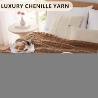 L'Agraty Chenille Chunky Knit Blanket  30X40  Brown  Heavyweight Throw Blanket For Couch Sofa Bed Home Decor