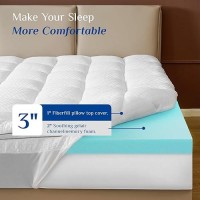 Dual Layer 3 Inch Memory Foam Mattress Topper California King Size  2 Inch Cooling Gel Memory Foam Plus 1 Inch Down Alternative Pillowtop Mattress Pad Cover With 8-21 Inch Deep Pocket