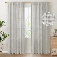 Youngstex Linen Curtains 84 Inch Length Light Grey Rod Pocket Light Filtering Living Room Drapes Privacy For Bedroom Dining Room