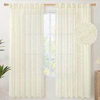 Youngstex Cream Linen Curtains 72 Inch Length 2 Panels For Living Room Back Tab Light Filtering Rustic Window Drapes For Bedroom