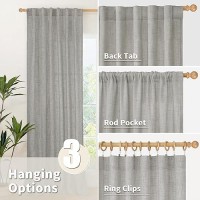 Youngstex Linen Curtains 63 Inch Length 2 Panels For Short Living Room Linen Textured Window Drapes Back Tab Top For Bedroom Bat