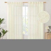 Youngstex 84 Inch Length Linen Curtains For Living Room Rod Pocket Light Filtering Boho Cream Window Drapes For Bedroom Dining R