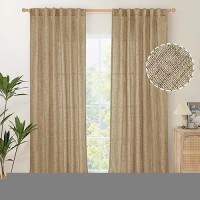 Youngstextoffee Linen Curtains For Living Room 95 Inches Long 2 Panels Rod Pocket Burlap Textured Window Drapes Light Filtering