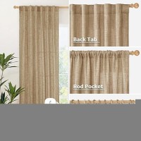 Youngstextoffee Linen Curtains For Living Room 95 Inches Long 2 Panels Rod Pocket Burlap Textured Window Drapes Light Filtering