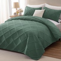 Exclusivo Mezcla Quilt Set King Size 3 Pieces Green King Quilt Bedding Set Lightweight Quilts Soft Bedspreads Modern Striped C