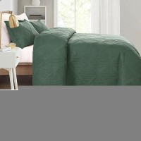 Exclusivo Mezcla Quilt Set King Size 3 Pieces Green King Quilt Bedding Set Lightweight Quilts Soft Bedspreads Modern Striped C