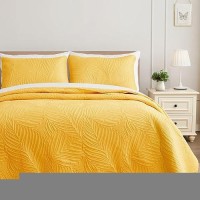 Exclusivo Mezcla California King Quilt Bedding Set Lightweight Yellow Quilts Cal Oversized King Size For All Seasons Soft Micr