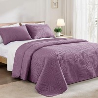 Exclusivo Mezcla King Size Quilt Bedding Set Lightweight Dusty Lavender Quilts King Size For All Seasons Soft Microfiber Bedsp