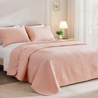 Exclusivo Mezcla Queen Quilt Bedding Set Lightweight Blush Pink Quilts Queen Full Size For All Seasons Soft Microfiber Bedspre