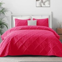 Exclusivo Mezcla Quilt Set Oversized King Size 3 Pieces Hot Pink Cal King Quilt Bedding Set Lightweight Quilts Soft Bedspreads