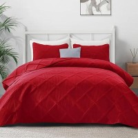 Exclusivo Mezcla Quilt Set Full Queen Size 3 Pieces Red Queen Quilt Bedding Set Lightweight Quilts Soft Bedspreads Modern Stri