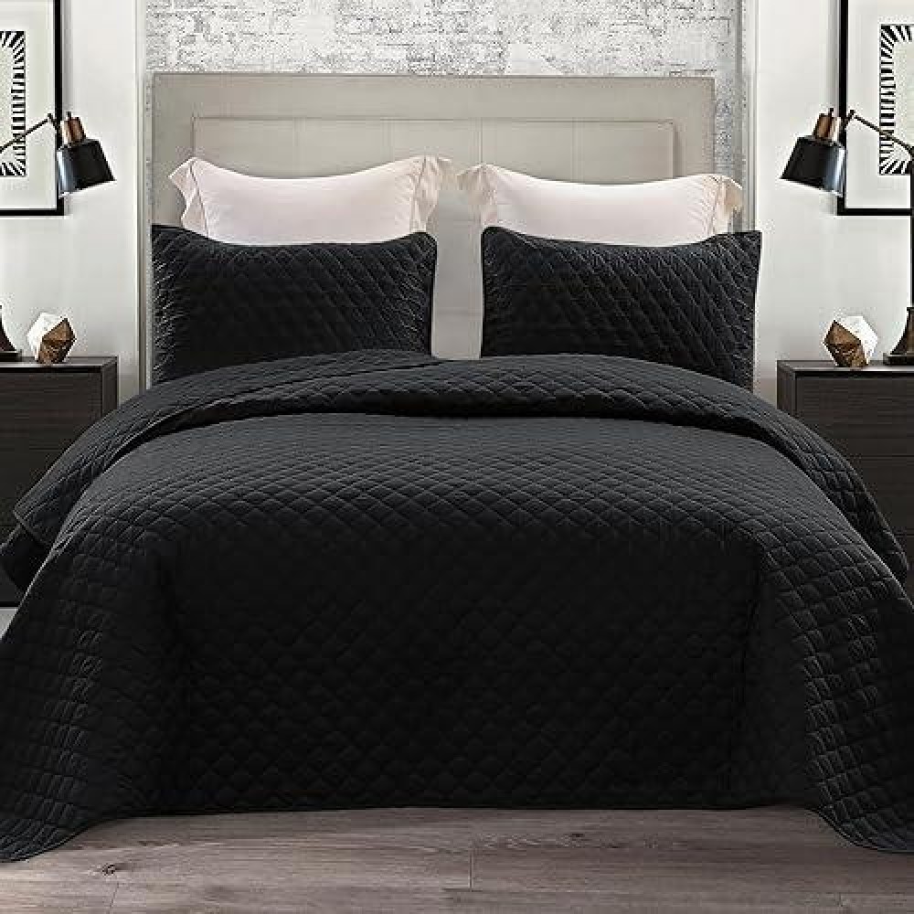 Exclusivo Mezcla Ultrasonic California King Size Quilt Bedding Set With Pillow Shams Lightweight Quilts Cal King Size Soft Bed