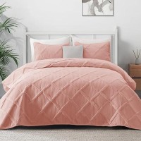 Exclusivo Mezcla Quilt Set Oversized King Size 3 Pieces Blush Pink Cal King Quilt Bedding Set Lightweight Quilts Soft Bedsprea