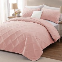 Exclusivo Mezcla Quilt Set Oversized King Size 3 Pieces Blush Pink Cal King Quilt Bedding Set Lightweight Quilts Soft Bedsprea