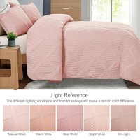 Exclusivo Mezcla Quilt Set Oversized King Size 3 Pieces Blush Pink Cal King Quilt Bedding Set Lightweight Quilts Soft Bedsprea