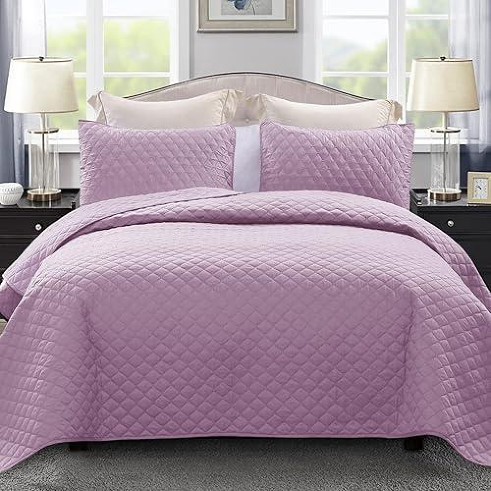 Exclusivo Mezcla Ultrasonic California King Size Quilt Bedding Set With Pillow Shams Lightweight Quilts Cal King Size Soft Bed