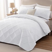 Exclusivo Mezcla Quilt Set Oversized King Size 3 Pieces White Cal King Quilt Bedding Set Lightweight Quilts Soft Bedspreads Mo