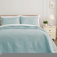 Exclusivo Mezcla California King Quilt Bedding Set Lightweight Aqua Blue Quilts Cal Oversized King Size For All Seasons Soft M