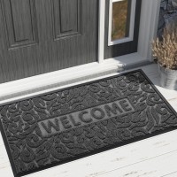 Yimobra Door Mat Indoor Outdoor Entrance Non Slip Welcome Front Doormats Heavy Duty Rubber Backing Stain And Fade Resistant