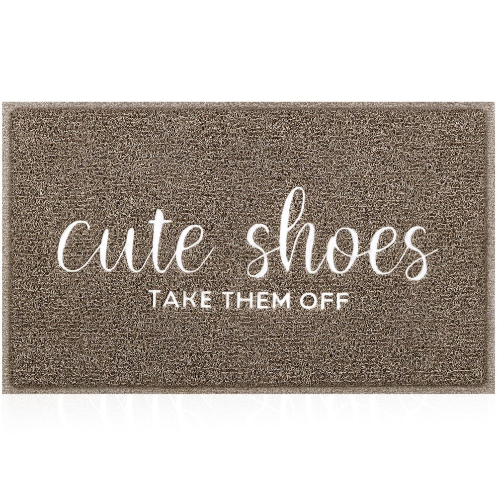 Front Door Mat Indoor Entrance Welcome Mat Entryway Cute Shoes Take Them Off Mats Indoor Dirt Trapper Washable Charcoal Doormat