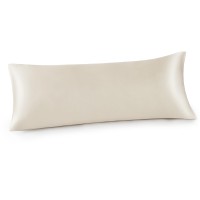 Bedsure Satin Body Pillow Pillowcase For Hair And Skin Beige Zipper Long Pillow Case Similar To Silk Pillow Cases Silky Su