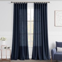 Joywell Hook Belt Linen Semi Sheer Curtains Inches Length Long Rod Pocketback Tabhook Beltclip Rings Window Curtains Drapes F