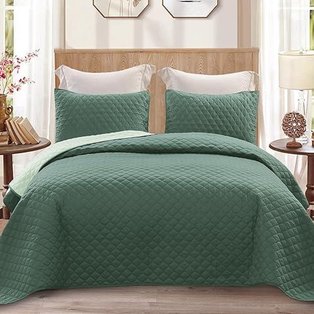 Exclusivo Mezcla Ultrasonic California King Size Quilt Bedding Set With Pillow Shams Lightweight Quilts Cal King Size Soft Bed