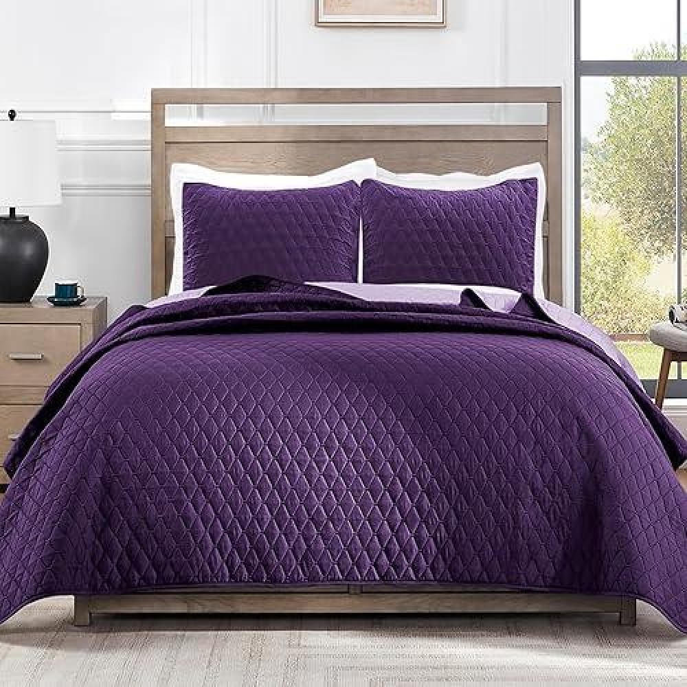 Exclusivo Mezcla Ultrasonic California King Size Quilt Bedding Set With Pillow Shams Lightweight Quilts Cal King Size Soft Bed