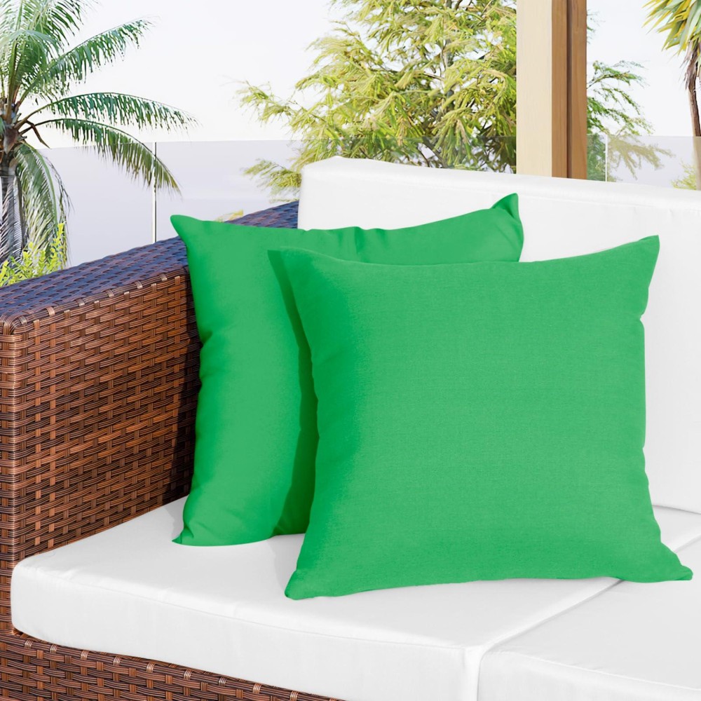 Easygoing 20X20 Inch Pack Of 2 Outdoor Waterproof Pillow Covers Only Patio Throw Pillowcase Green