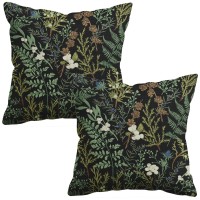 Sorfbliss Botanical Print Floral Pillow Covers 20X20 Set Of 2 Black Sage Green Spring Vintage Flower Plant Decorative Throw Pill