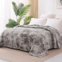 Exclusivo Mezcla King Size Soft Fleece Blanket  90X104 Inches 3D Clouds Stylish Jacquard Velvet Blanket For Bed  Cozy Soft Lightweight For All Season  Tie-Dye Grey Blanket