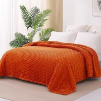 Exclusivo Mezcla Twin Size Soft Fleece Blanket  90X66 Inches 3D Clouds Stylish Jacquard Velvet Blanket For Bed  Cozy Soft Lightweight For All Season  Burnt Orange Blanket