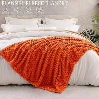 Exclusivo Mezcla Twin Size Soft Fleece Blanket  90X66 Inches 3D Clouds Stylish Jacquard Velvet Blanket For Bed  Cozy Soft Lightweight For All Season  Burnt Orange Blanket