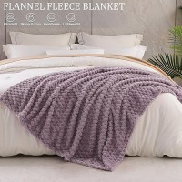 Exclusivo Mezcla Queen Size Soft Fleece Blanket  90X90 Inches 3D Clouds Stylish Jacquard Velvet Blanket For Bed  Cozy Soft Lightweight For All Season  Grayish Purple Blanket