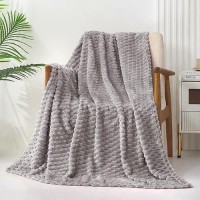 Exclusivo Mezcla Extra Large Soft Fleece Throw Blanket  50X70 Inches 3D Clouds Stylish Jacquard Throw Blanket For Couch  Cozy Soft Lightweight For All Season  Light Grey Blanket