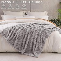 Exclusivo Mezcla Extra Large Soft Fleece Throw Blanket  50X70 Inches 3D Clouds Stylish Jacquard Throw Blanket For Couch  Cozy Soft Lightweight For All Season  Light Grey Blanket