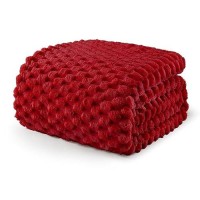 Exclusivo Mezcla Twin Size Soft Fleece Blanket  90X66 Inches 3D Clouds Stylish Jacquard Velvet Blanket For Bed  Cozy Soft Lightweight For All Season  Deep Red Blanket