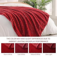 Exclusivo Mezcla Twin Size Soft Fleece Blanket  90X66 Inches 3D Clouds Stylish Jacquard Velvet Blanket For Bed  Cozy Soft Lightweight For All Season  Deep Red Blanket