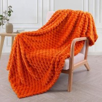 Exclusivo Mezcla Extra Large Soft Fleece Throw Blanket  50X70 Inches 3D Clouds Stylish Jacquard Throw Blanket For Couch  Cozy Soft Lightweight For All Season  Burnt Orange Blanket