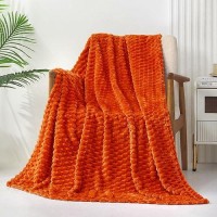 Exclusivo Mezcla Extra Large Soft Fleece Throw Blanket  50X70 Inches 3D Clouds Stylish Jacquard Throw Blanket For Couch  Cozy Soft Lightweight For All Season  Burnt Orange Blanket