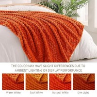 Exclusivo Mezcla Extra Large Soft Fleece Throw Blanket  50X70 Inches 3D Clouds Stylish Jacquard Throw Blanket For Couch  Cozy Soft Lightweight For All Season  Burnt Orange Blanket