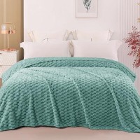 Exclusivo Mezcla King Size Soft Fleece Blanket  90X104 Inches 3D Clouds Stylish Jacquard Velvet Blanket For Bed  Cozy Soft Lightweight For All Season  Celadon Blanket