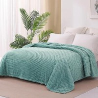 Exclusivo Mezcla King Size Soft Fleece Blanket  90X104 Inches 3D Clouds Stylish Jacquard Velvet Blanket For Bed  Cozy Soft Lightweight For All Season  Celadon Blanket