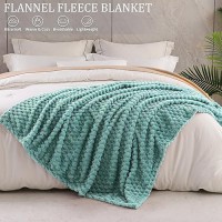 Exclusivo Mezcla King Size Soft Fleece Blanket  90X104 Inches 3D Clouds Stylish Jacquard Velvet Blanket For Bed  Cozy Soft Lightweight For All Season  Celadon Blanket