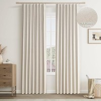 Joywell 100% Blackout Linen Curtains 90 Inches Long  Rod Pocket/Back Tab/Hook Belt/Clip Rings  Noise Blocking Out Room Darkening Drapes For Bedroom Living Room (2 Panels W52 X L90 Grayish Brown)